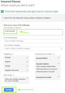 How to use the Google Adwords keyword planner tool